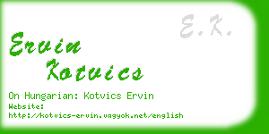 ervin kotvics business card